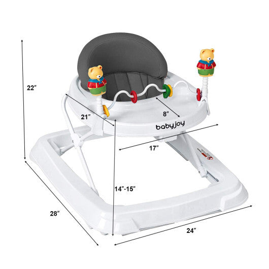 Costway Walker Adjustable Height Removable Toy Wheels Folding Portable Grey LuxuryLifeWay Online Store