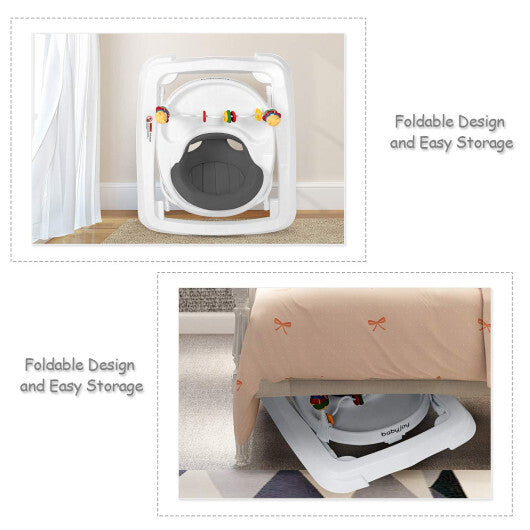 Costway Walker Adjustable Height Removable Toy Wheels Folding Portable Grey LuxuryLifeWay Online Store