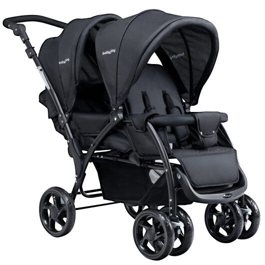 Costway Double Stroller Foldable Baby Twin Lightweight Travel Stroller Infant Pushchair Black LuxuryLifeWay Online Store