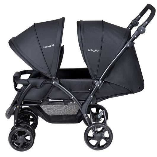 Costway Double Stroller Foldable Baby Twin Lightweight Travel Stroller Infant Pushchair Black LuxuryLifeWay Online Store