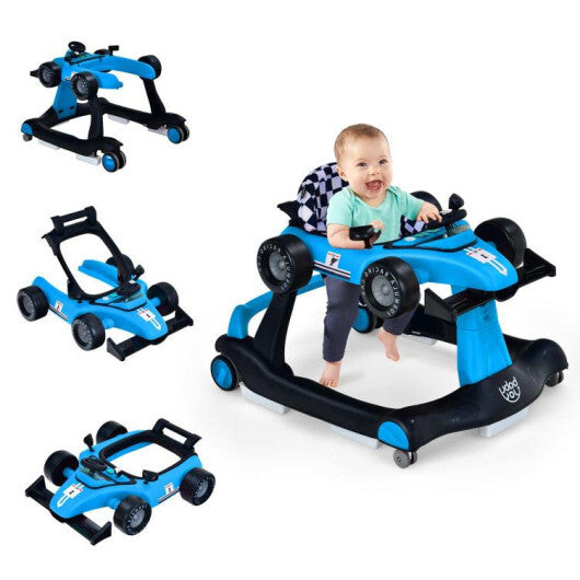Costway 4-in-1 Baby Walker Foldable Activity Push Walker Adjustable Height Blue LuxuryLifeWay Online Store