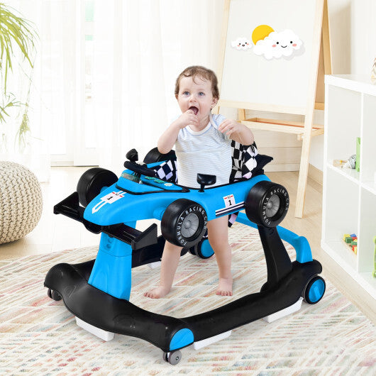 Costway 4-in-1 Baby Walker Foldable Activity Push Walker Adjustable Height Blue LuxuryLifeWay Online Store