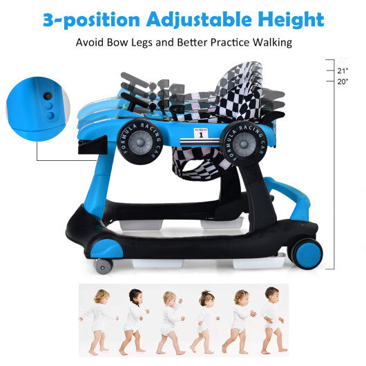 Costway 4-in-1 Baby Walker Foldable Activity Push Walker Adjustable Height Blue LuxuryLifeWay Online Store
