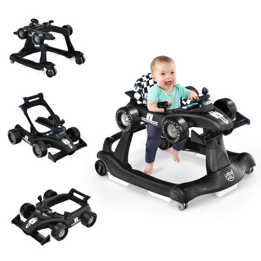 Costway 4-in-1 Baby Walker Foldable Activity Push Walker Adjustable Black LuxuryLifeWay Online Store