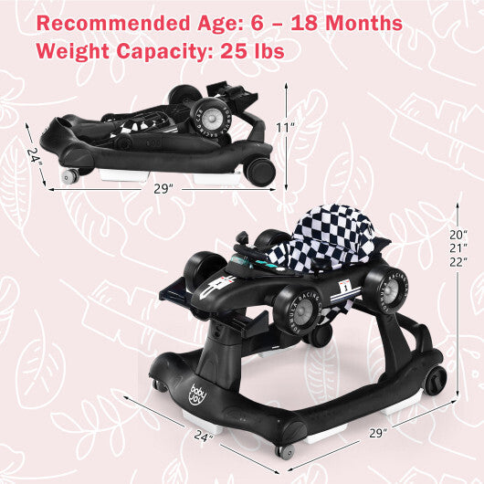 Costway 4-in-1 Baby Walker Foldable Activity Push Walker Adjustable Black LuxuryLifeWay Online Store