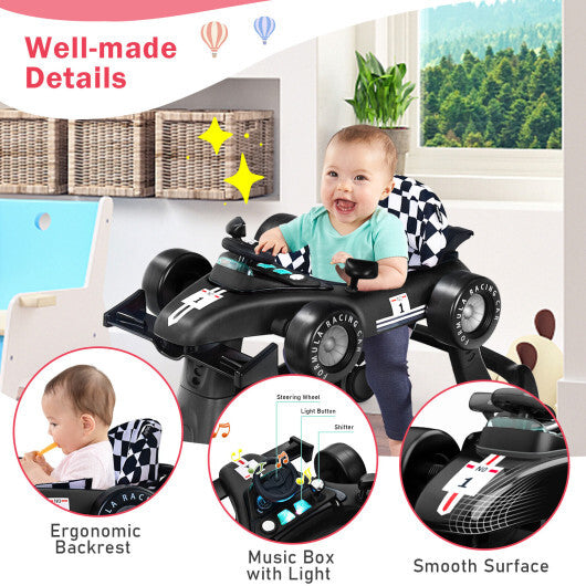 Costway 4-in-1 Baby Walker Foldable Activity Push Walker Adjustable Black LuxuryLifeWay Online Store