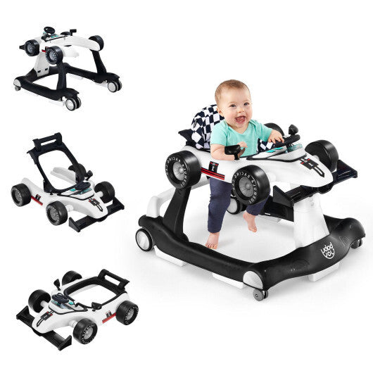 Costway 4-in-1 Baby Walker Foldable Activity Push Walker Adjustable White LuxuryLifeWay Online Store