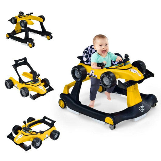 Costway 4-in-1 Baby Walker Foldable Activity Push Walker Adjustable Yellow LuxuryLifeWay Online Store