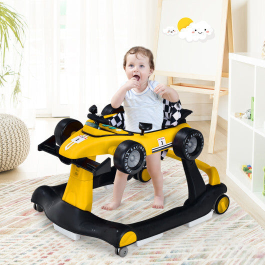 Costway 4-in-1 Baby Walker Foldable Activity Push Walker Adjustable Yellow LuxuryLifeWay Online Store