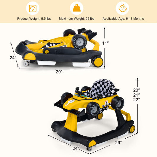 Costway 4-in-1 Baby Walker Foldable Activity Push Walker Adjustable Yellow LuxuryLifeWay Online Store