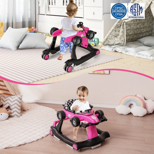 Costway 4-in-1 Foldable Activity Push Walker with Adjustable Height-Pink LuxuryLifeWay Online Store