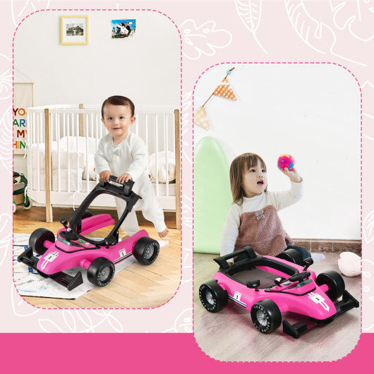 Costway 4-in-1 Foldable Activity Push Walker with Adjustable Height-Pink LuxuryLifeWay Online Store