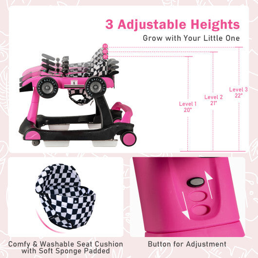 Costway 4-in-1 Foldable Activity Push Walker with Adjustable Height-Pink LuxuryLifeWay Online Store