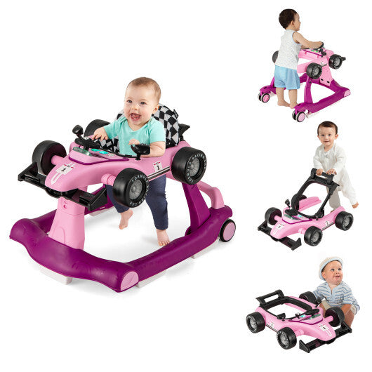 Costway 4-in-1 Foldable Activity Push Walker with Adjustable Height-Purple LuxuryLifeWay Online Store