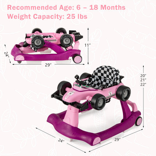 Costway 4-in-1 Foldable Activity Push Walker with Adjustable Height-Purple LuxuryLifeWay Online Store