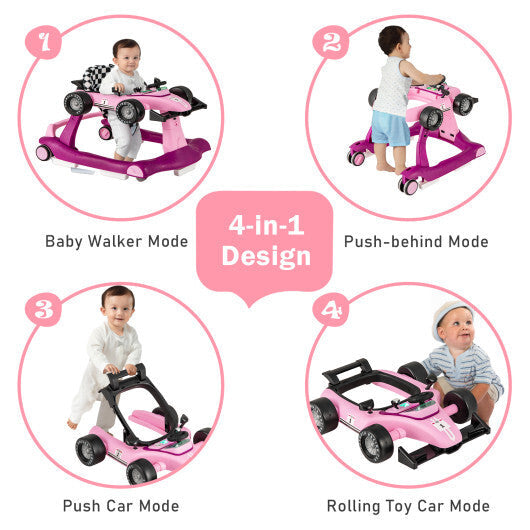 Costway 4-in-1 Foldable Activity Push Walker with Adjustable Height-Purple LuxuryLifeWay Online Store
