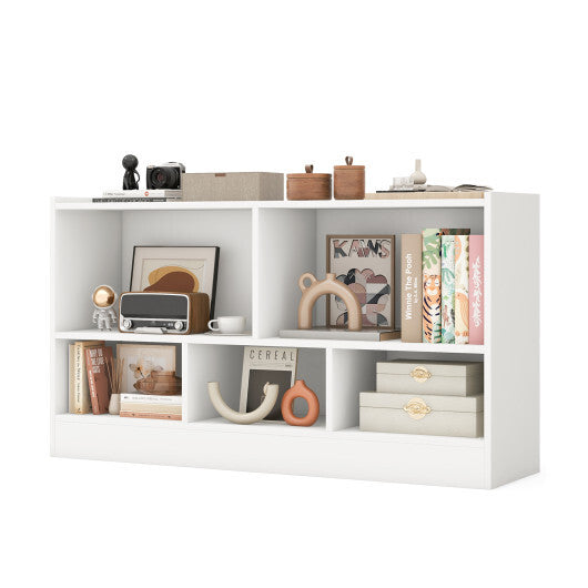 Costway Kids 2-Shelf Bookcase 5-Cube Wood Toy Storage Cabinet Organizer White LuxuryLifeWay Online Store
