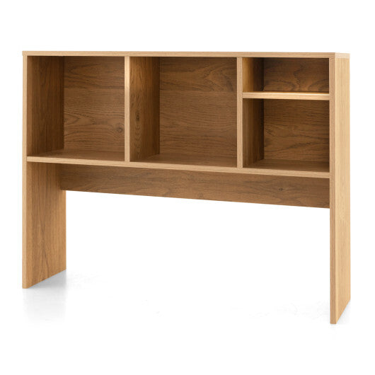 Costway Computer Desktop Bookcase with 4 Cubbies and Open Back Compartment-Natural LuxuryLifeWay Online Store
