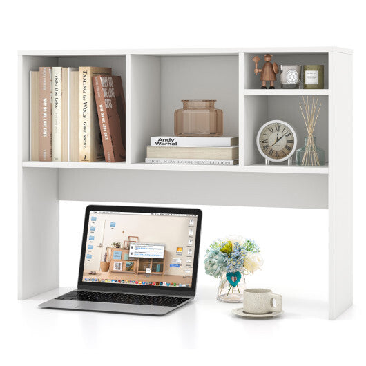 Costway Computer Desktop Bookcase with 4 Cubbies and Open Back Compartment-White LuxuryLifeWay Online Store