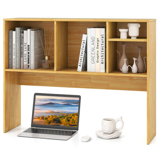 Costway Computer Desktop Bookcase with 4 Cubbies and Open Back Compartment-Beige LuxuryLifeWay Online Store
