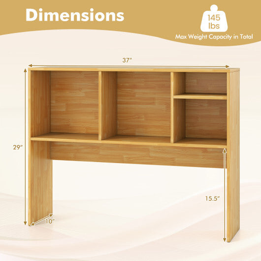 Costway Computer Desktop Bookcase with 4 Cubbies and Open Back Compartment-Beige LuxuryLifeWay Online Store