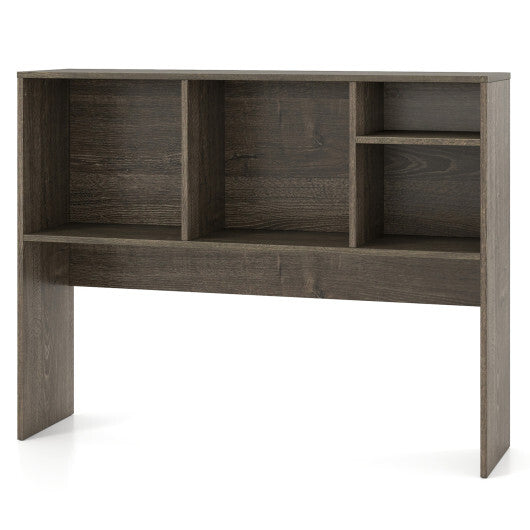 Costway Computer Desktop Bookcase with 4 Cubbies and Open Back Compartment-Gray LuxuryLifeWay Online Store