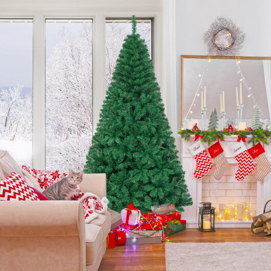 Costway 7Ft Artificial PVC Christmas Tree Stand Indoor Outdoor Green LuxuryLifeWay Online Store