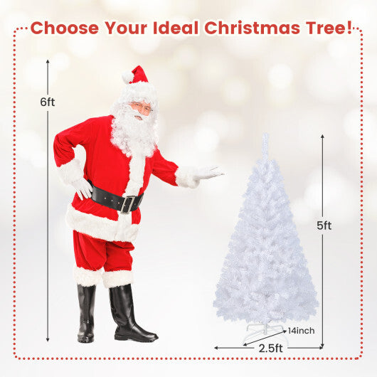 Costway 5Ft Artificial PVC Christmas Tree W/Stand Holiday Season Indoor Outdoor White LuxuryLifeWay Online Store