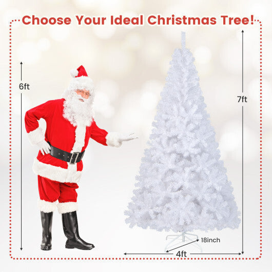 Costway 7Ft Artificial PVC Christmas Tree Stand Indoor Outdoor White LuxuryLifeWay Online Store
