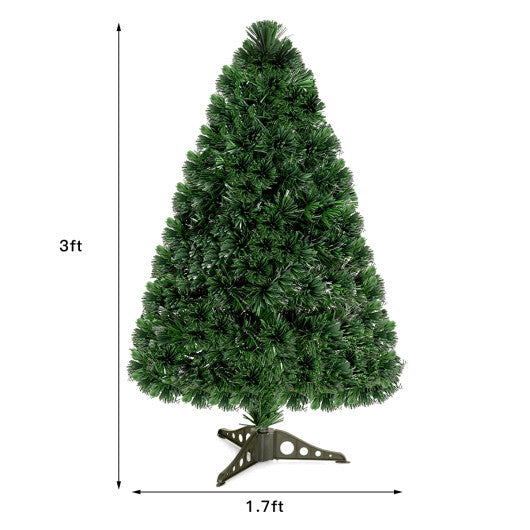Costway 3Ft Pre-Lit Fiber Optic PVC Christmas Tree Tabletop Plastic LuxuryLifeWay Online Store