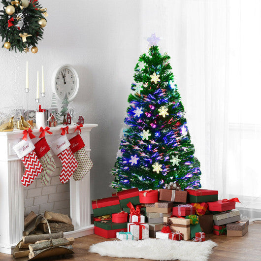 Costway 4FT Pre-Lit Fiber Optic Christmas Tree Multicolor Lights LuxuryLifeWay Online Store