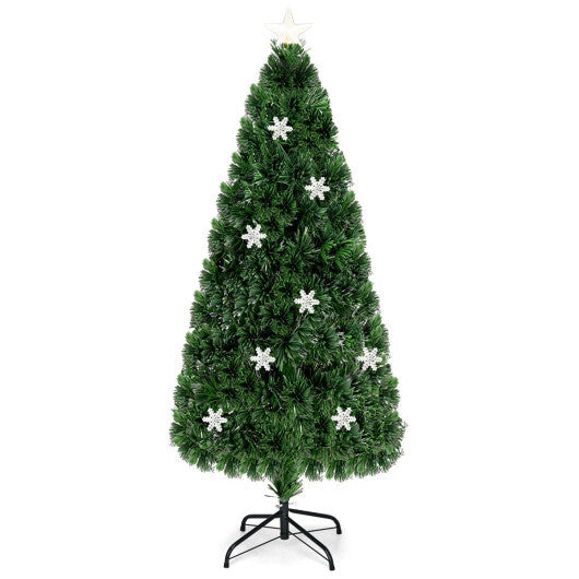 Costway LED Optic Artificial Christmas Tree with Snowflakes 6 Feet LuxuryLifeWay Online Store
