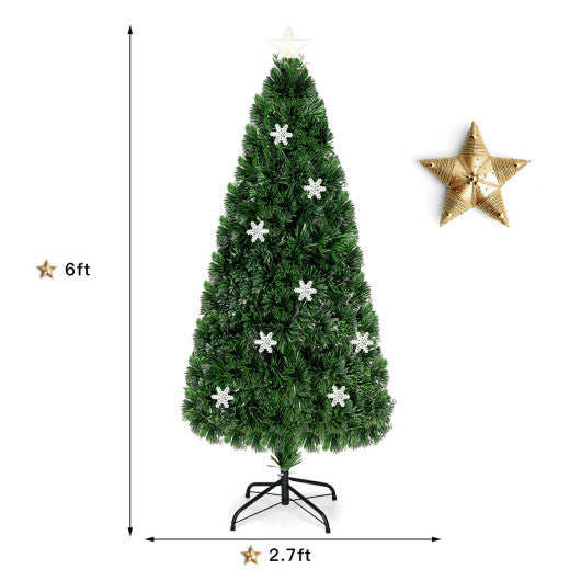 Costway LED Optic Artificial Christmas Tree with Snowflakes 6 Feet LuxuryLifeWay Online Store