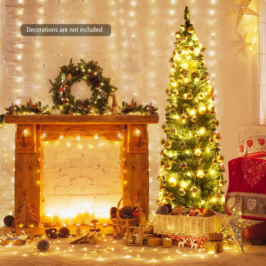 Costway 6Ft PVC Artificial Pencil Christmas Tree Slim Stand Green LuxuryLifeWay Online Store