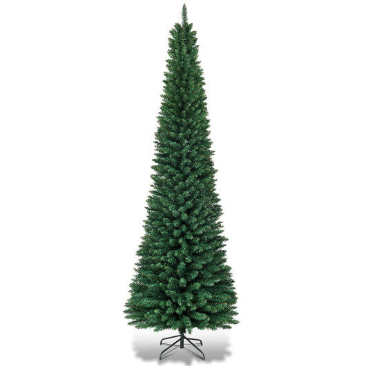 Costway 7Ft PVC Artificial Pencil Christmas Tree Slim Stand Green LuxuryLifeWay Online Store