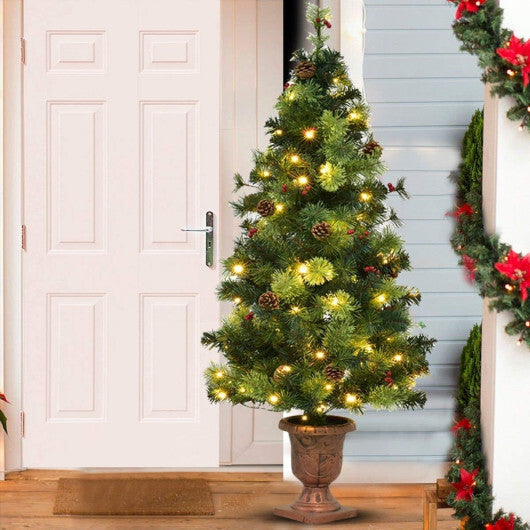 Costway LED Christmas Tree with Red Berries Pine Cones-4 Feet LuxuryLifeWay Online Store