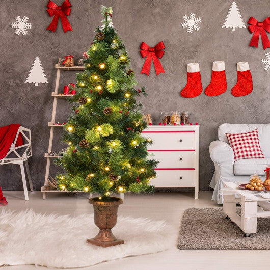 Costway LED Christmas Tree with Red Berries Pine Cones-4 Feet LuxuryLifeWay Online Store