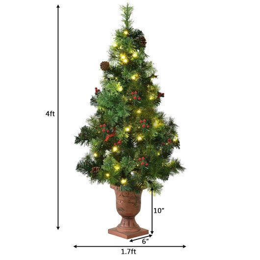 Costway LED Christmas Tree with Red Berries Pine Cones-4 Feet LuxuryLifeWay Online Store