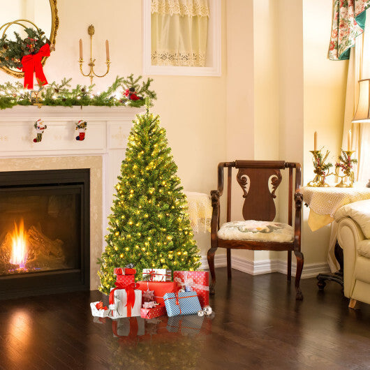 Costway 4Ft Pre-Lit Artificial Christmas Tree Hinged 100 LED Lights LuxuryLifeWay Online Store