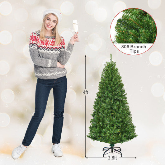 Costway 4Ft Pre-Lit Artificial Christmas Tree Hinged 100 LED Lights LuxuryLifeWay Online Store