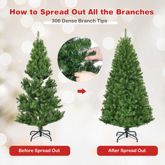 Costway 4Ft Pre-Lit Artificial Christmas Tree Hinged 100 LED Lights LuxuryLifeWay Online Store