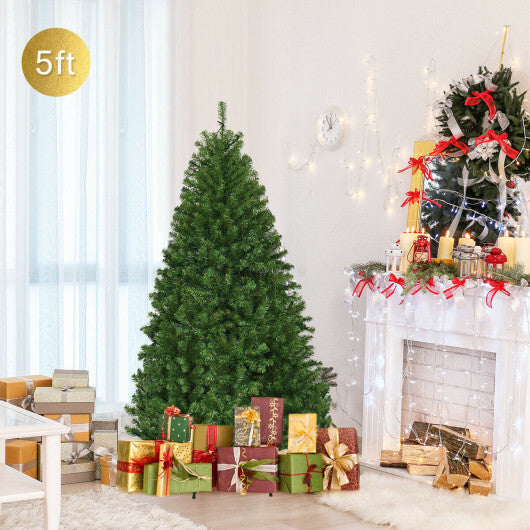 Costway 5Ft Pre-Lit Artificial Christmas Tree Hinged 150 LED Lights LuxuryLifeWay Online Store