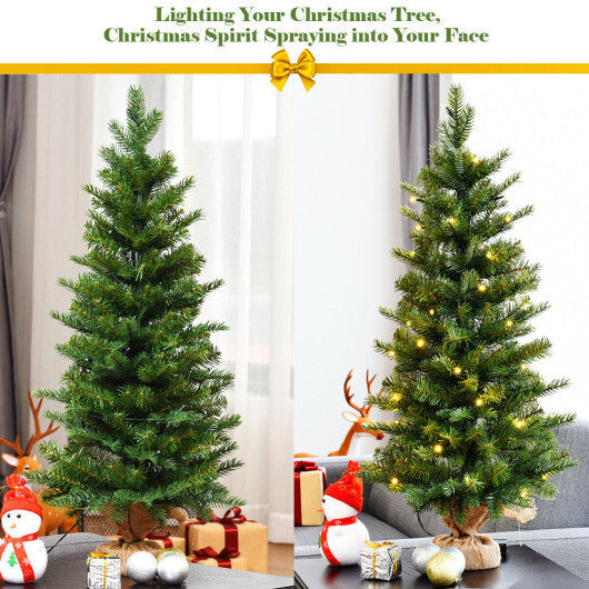 Costway 3Ft Pre-Lit Spruce Tabletop Christmas Tree Lights Timer LuxuryLifeWay Online Store
