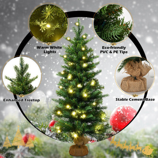 Costway 3Ft Pre-Lit Spruce Tabletop Christmas Tree Lights Timer LuxuryLifeWay Online Store