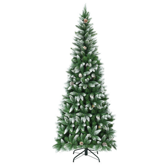 Costway 7.5 Feet Artificial Pencil Christmas Tree with Pine Cones-7 Feet LuxuryLifeWay Online Store