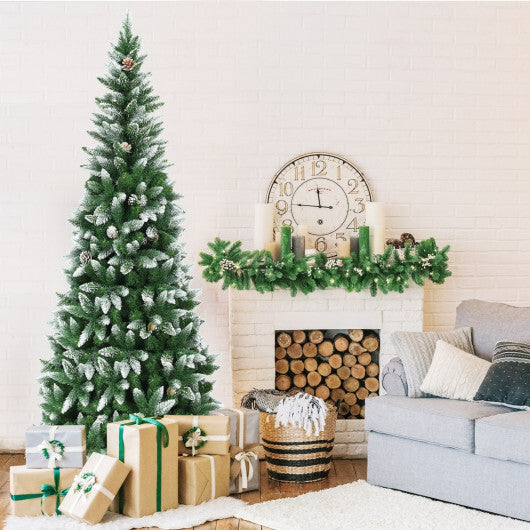 Costway 7.5 Feet Artificial Pencil Christmas Tree with Pine Cones-7 Feet LuxuryLifeWay Online Store
