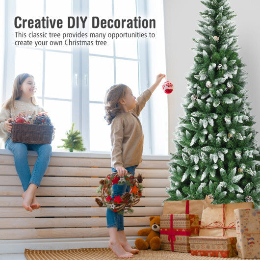 Costway 7.5 Feet Artificial Pencil Christmas Tree with Pine Cones-7 Feet LuxuryLifeWay Online Store