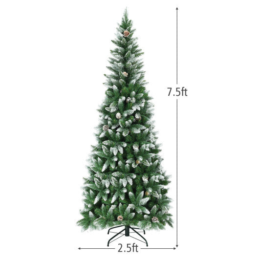 Costway 7.5 Feet Artificial Pencil Christmas Tree with Pine Cones-7 Feet LuxuryLifeWay Online Store