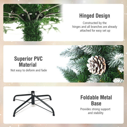 Costway 7.5 Feet Artificial Pencil Christmas Tree with Pine Cones-7 Feet LuxuryLifeWay Online Store