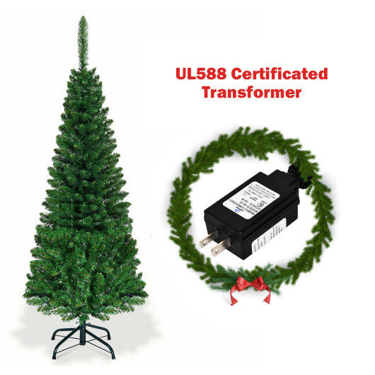 Costway Artificial National Foot Kingswood Fir Pencil Christmas Tree-4.5ft LuxuryLifeWay Online Store